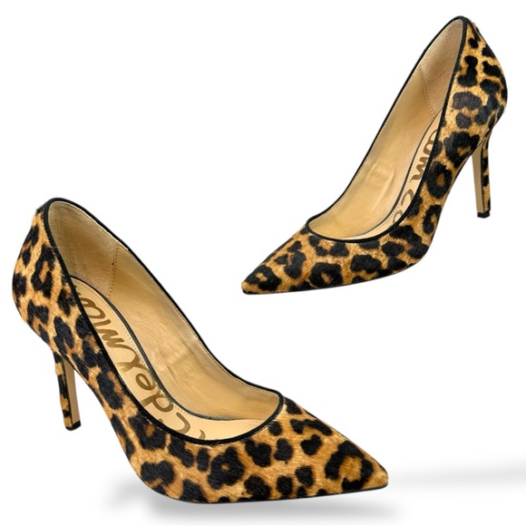 Sam Edelman Hazel Leopard Calf Hair Pointed Toe Stiletto Heels Size 4.5 Mob Wife - Picture 13 of 15